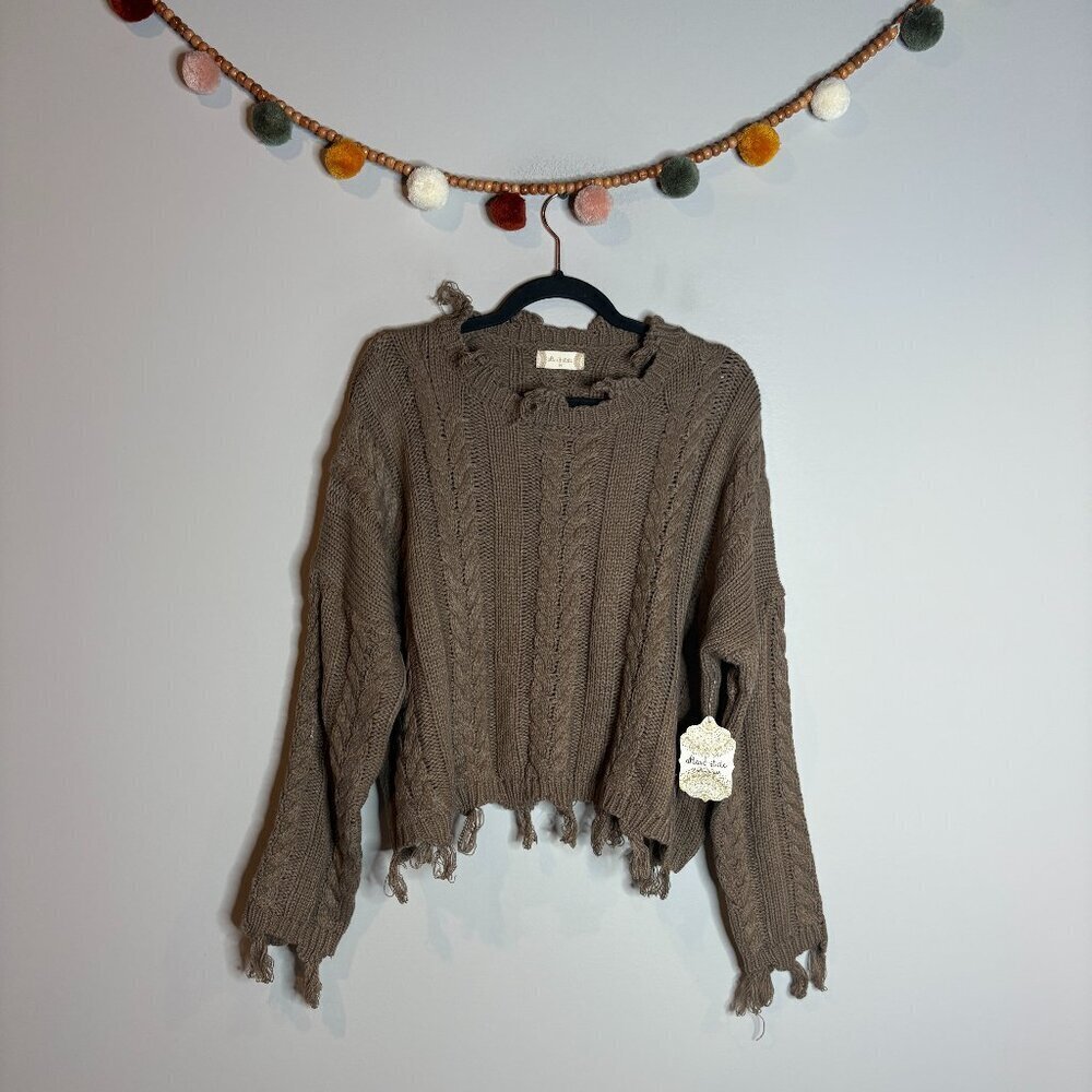NWT Altar'd State cable knit distressed sweater
